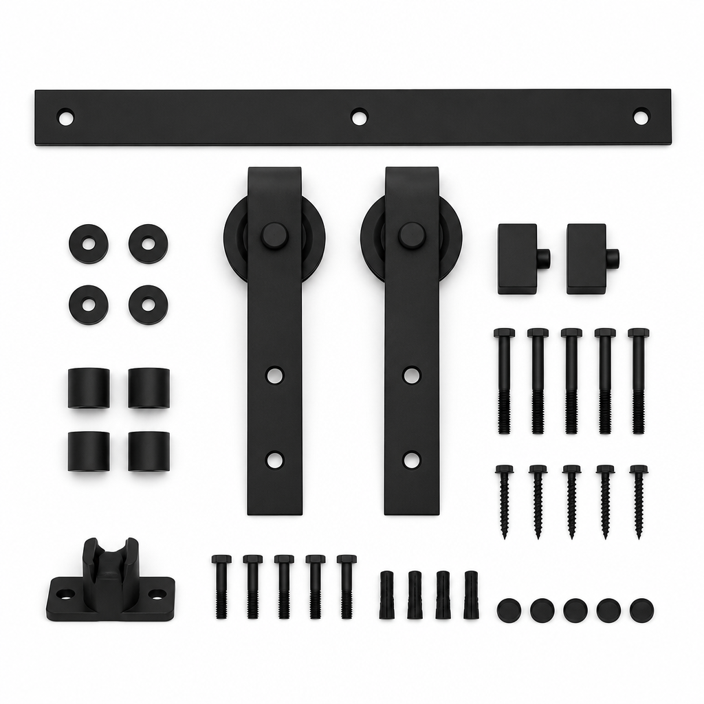 Black barn door track set